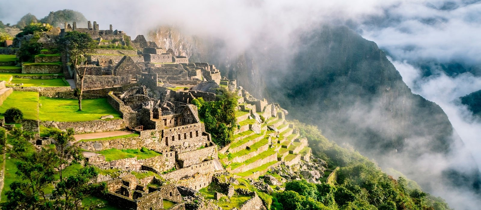 A close view of the Machu Picchu citadel