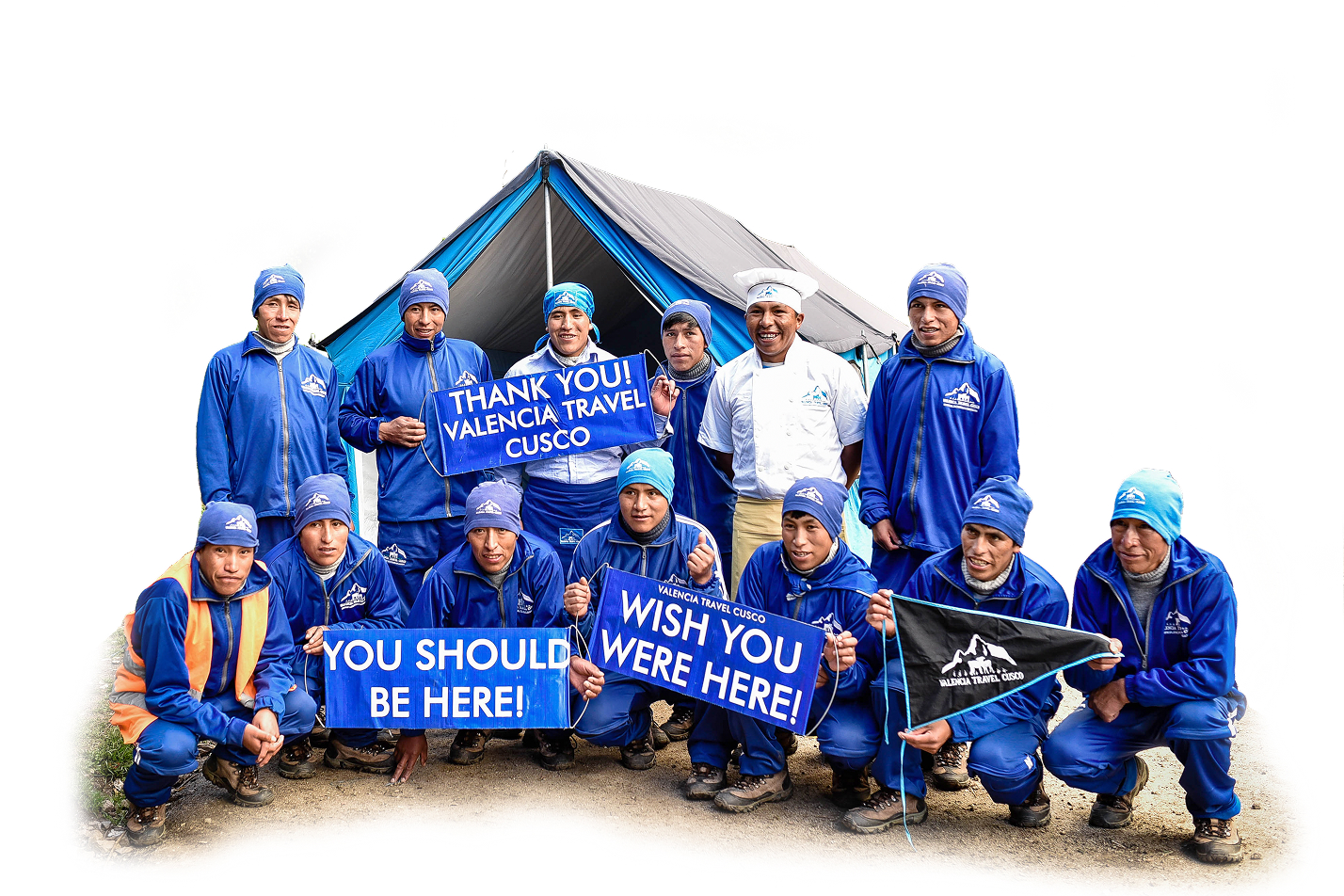 Local tour guides and staff smiling together, representing the team behind sustainable travel experiences