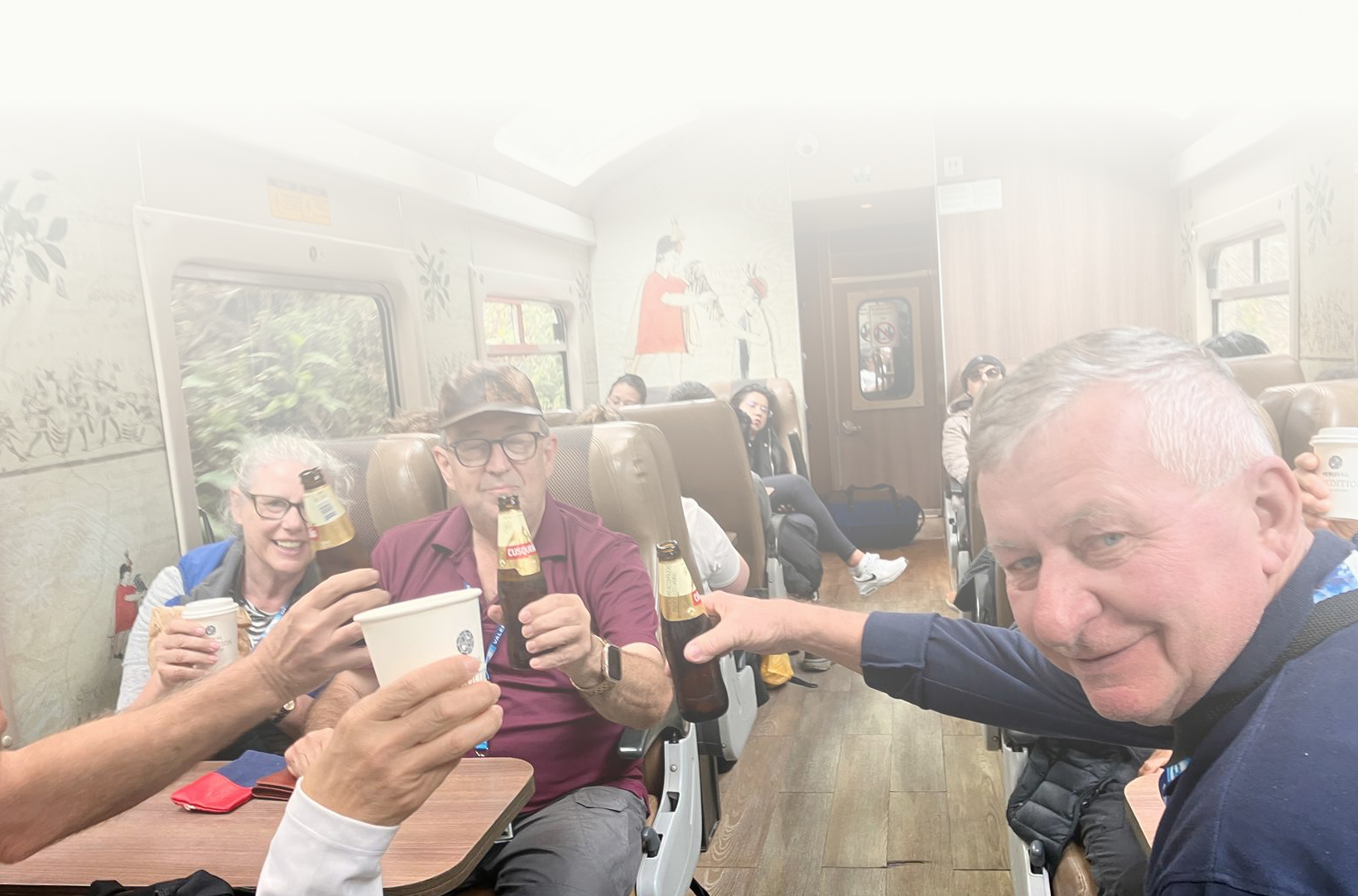 Group of happy travelers exploring Latin America with guided tour